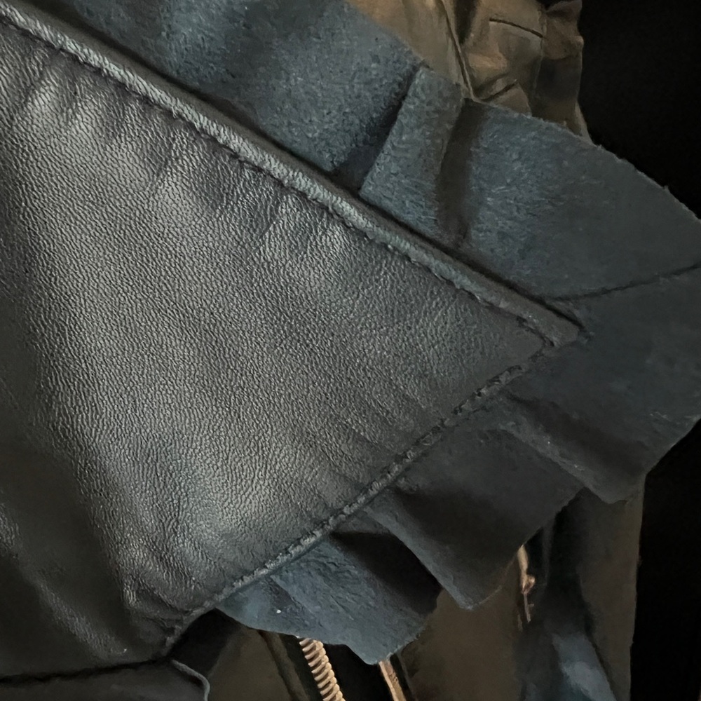 Walter Baker Women's Black Leather Jacket with Ruffle Detail - Picture 5 of 5